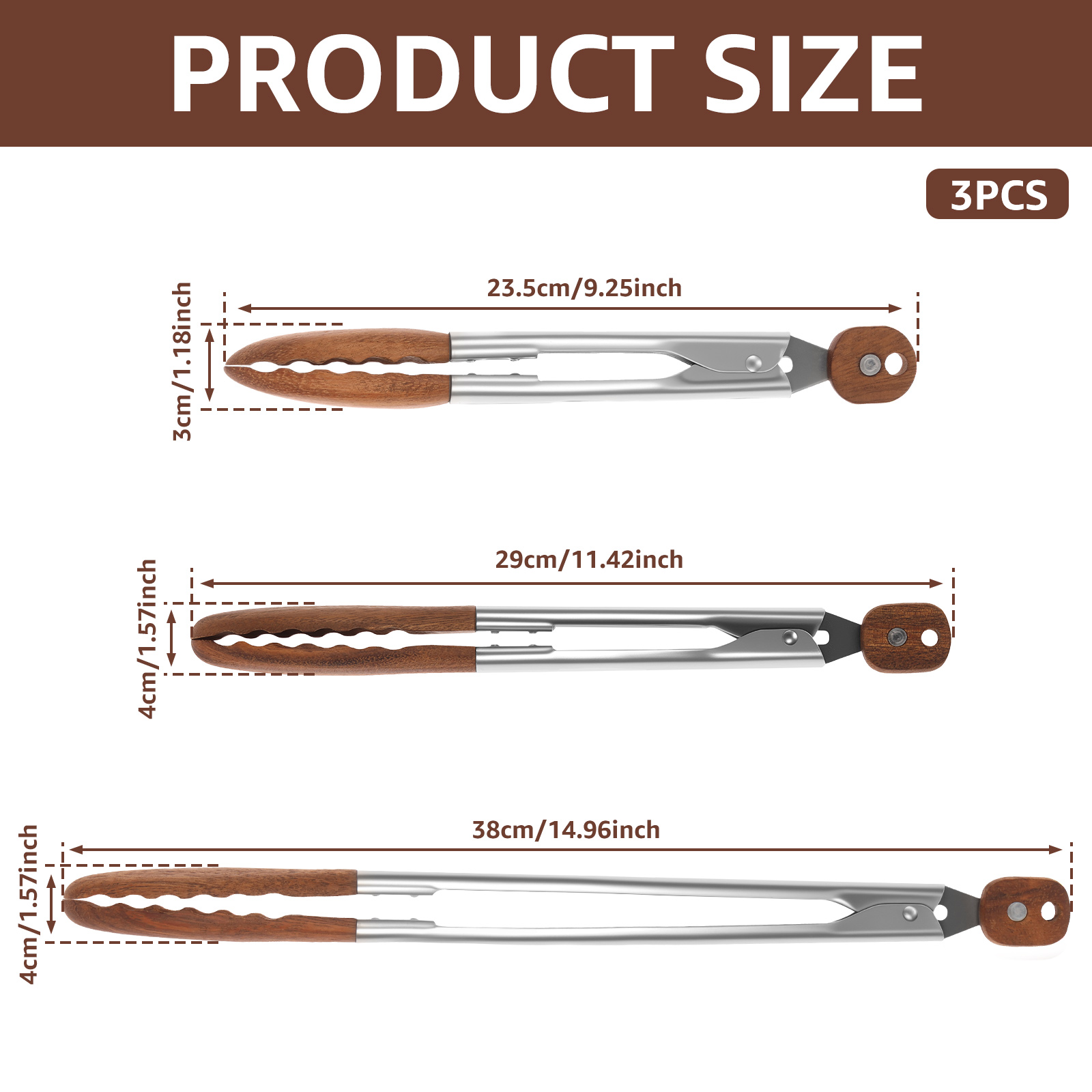 2/3 Pcs Food Tongs Walnut Wood - Gaming Kitchen Accessories ulasan dan harga