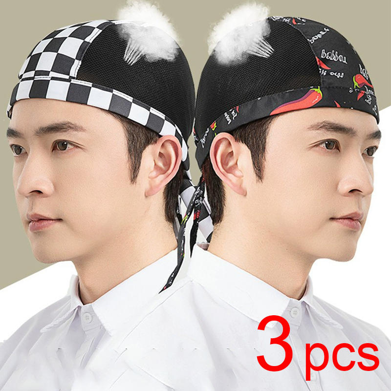Breathable Mesh Cook Hat 3pcs  - Gaming Kitchen Accessories ulasan dan harga