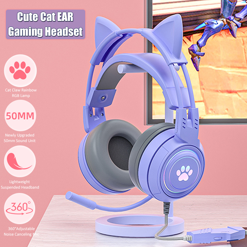 Cute Cat Ear Gaming Headphones - Gaming Accessories For Kids ulasan dan harga
